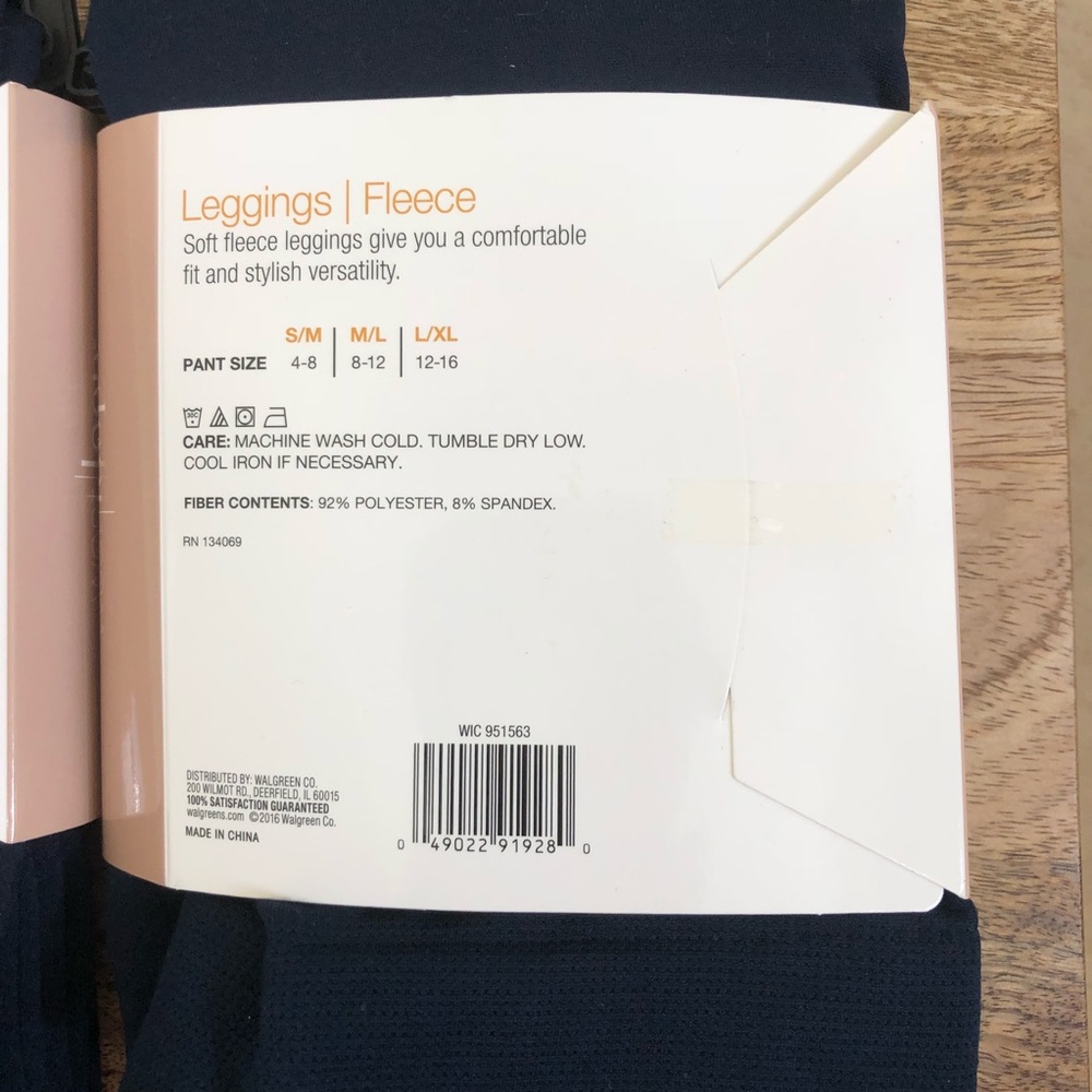 2 pack Navy blue fleeced lined leggings - Picture 3 of 4